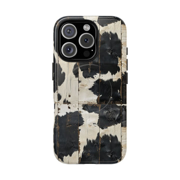 Black Wooden Cowhide MagSafe Case