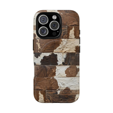 Brown Wooden Cowhide MagSafe Case