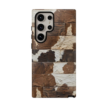 Brown Wooden Cowhide Phone Case