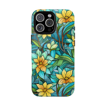 Stained Glass Yellow Flowers MagSafe Case