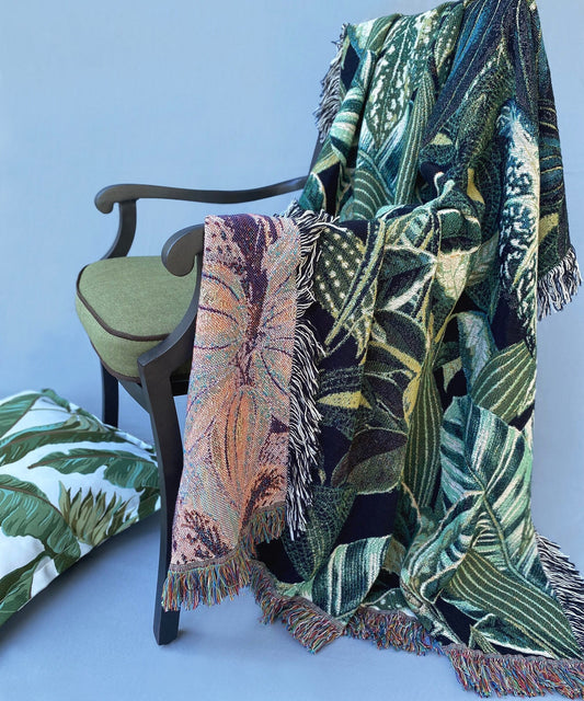 Tropical Houseplant Woven Blanket