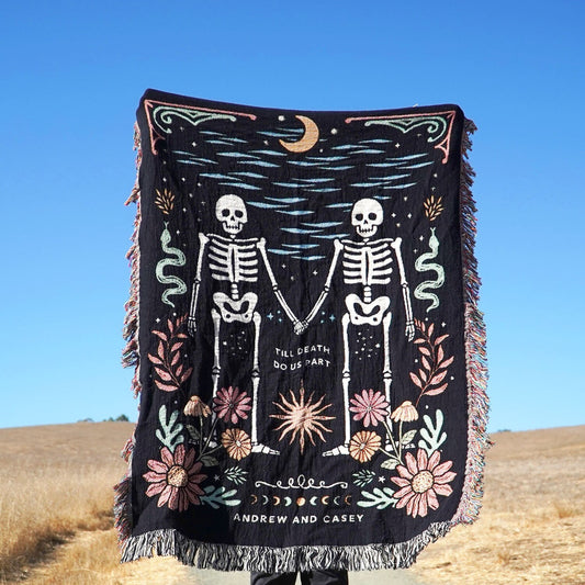 Personalized Skeleton Couple Woven Blanket