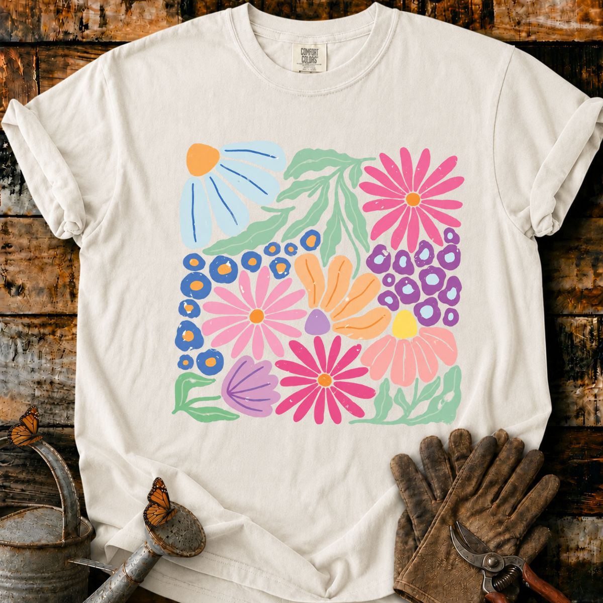 Retro Floral Collage T-Shirt