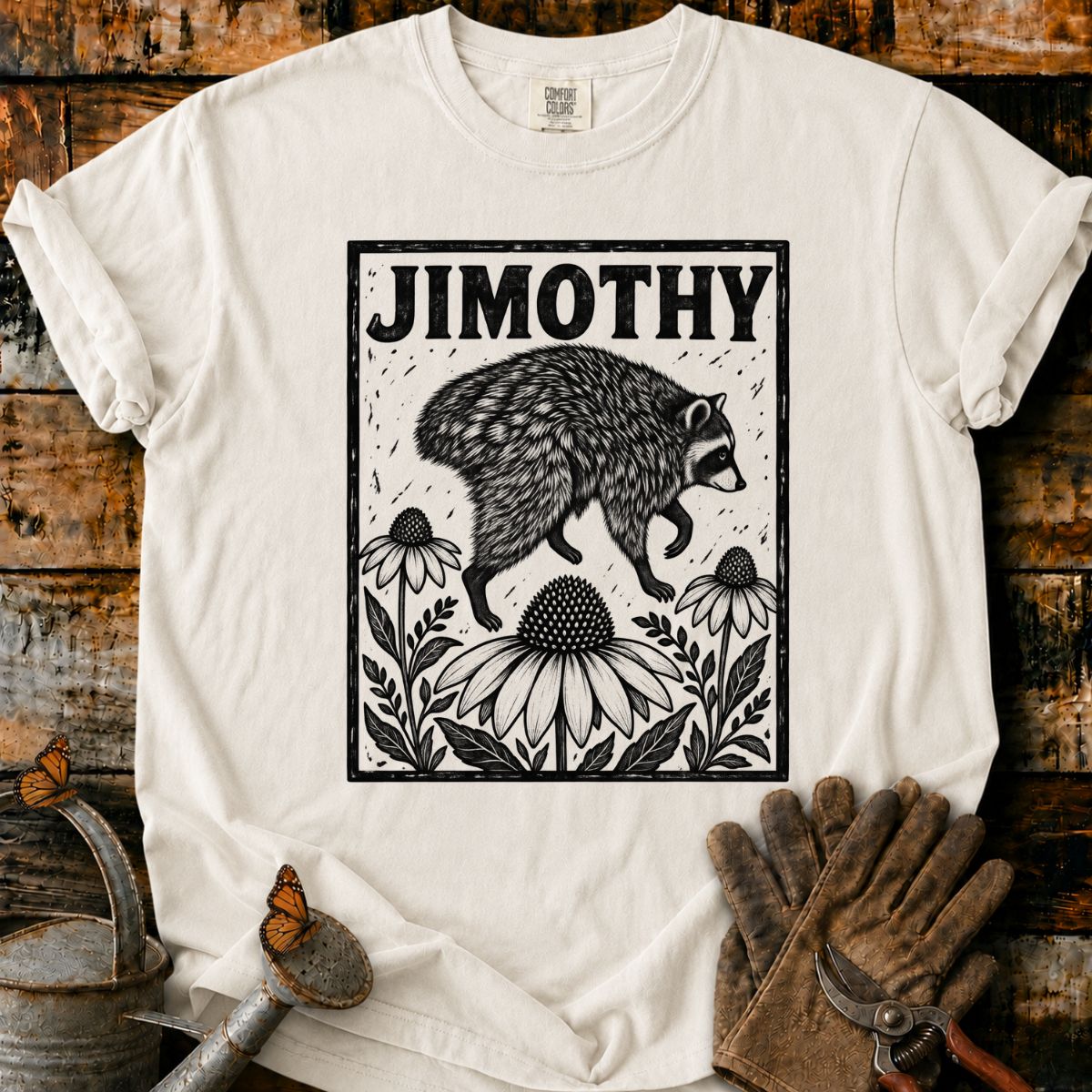 Raccoon and Coneflowers T-Shirt
