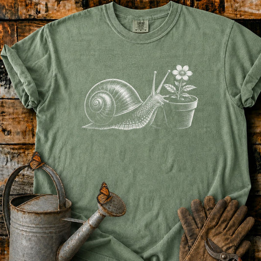A Snail With Flower Pot Art T-Shirt