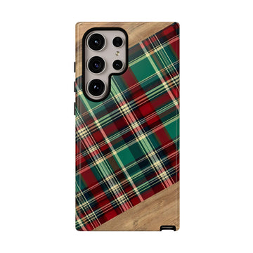 Country Christmas Plaid and Wood Phone Case