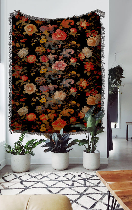 Vintage Floral Woven Blanket
