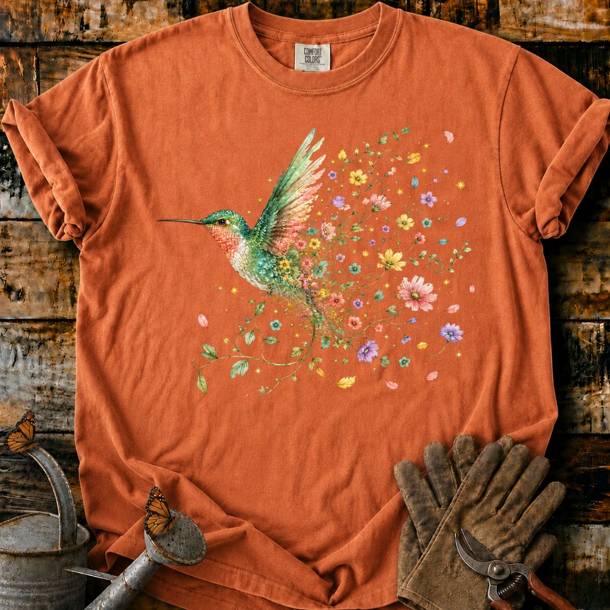 Hummingbird Floral Explosion T-Shirt
