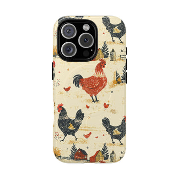 Black Red Chickens MagSafe Case