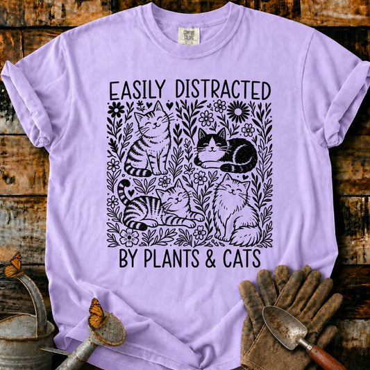 Easily Distracted by Plants & Cats T-Shirt