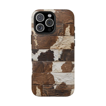 Brown Wooden Cowhide Phone Case