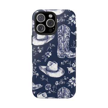 Navy Floral Boots Phone Case