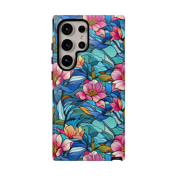 Stained Glass Pink Flowers Phone Case