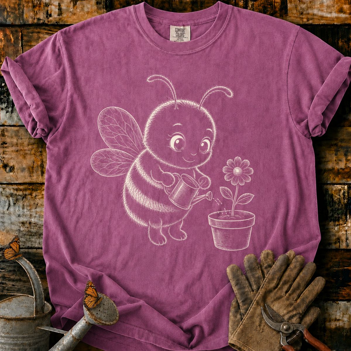 Bee With Flower Pot Art V3 T-Shirt