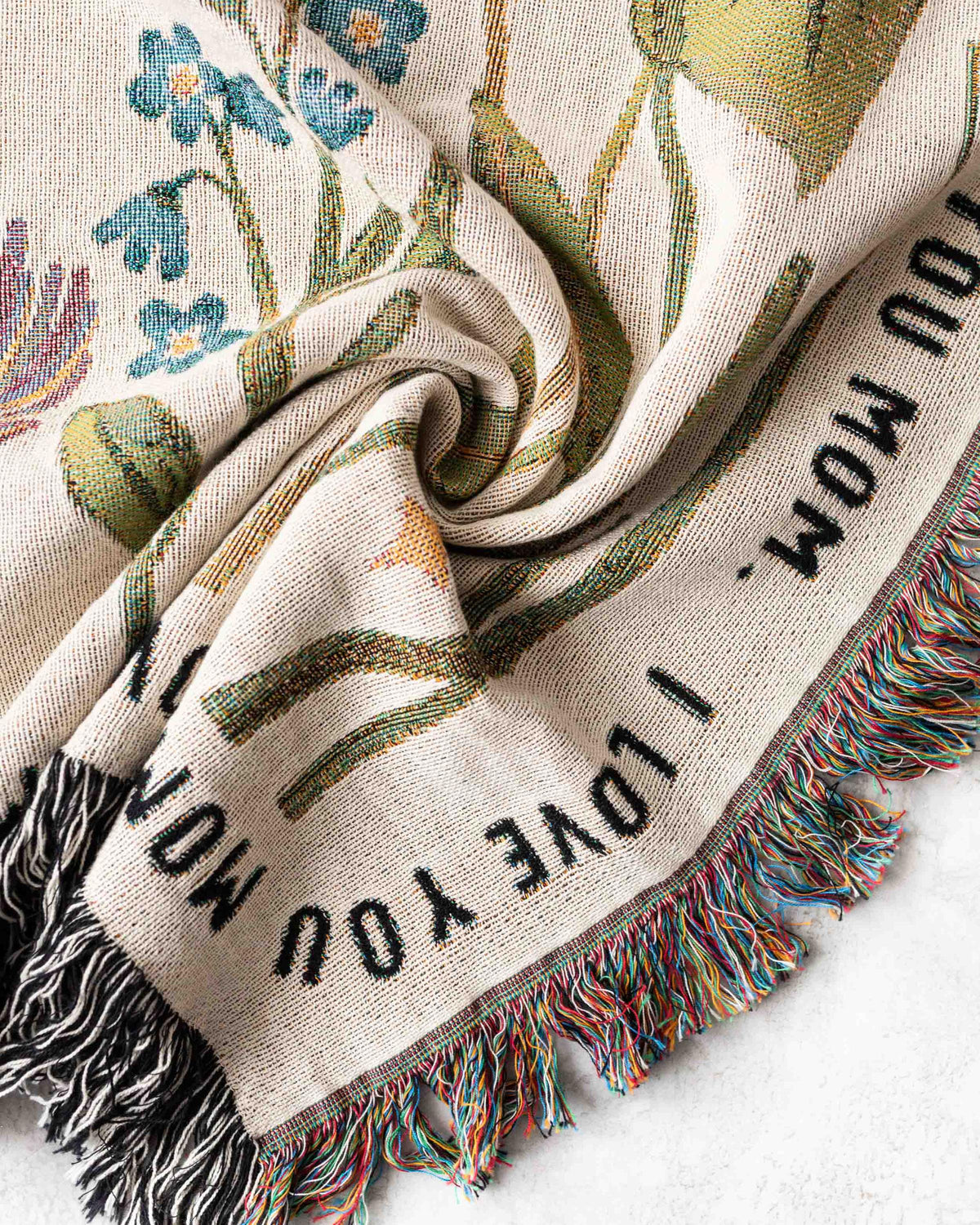 Personalized I Love You Mom Woven Blanket