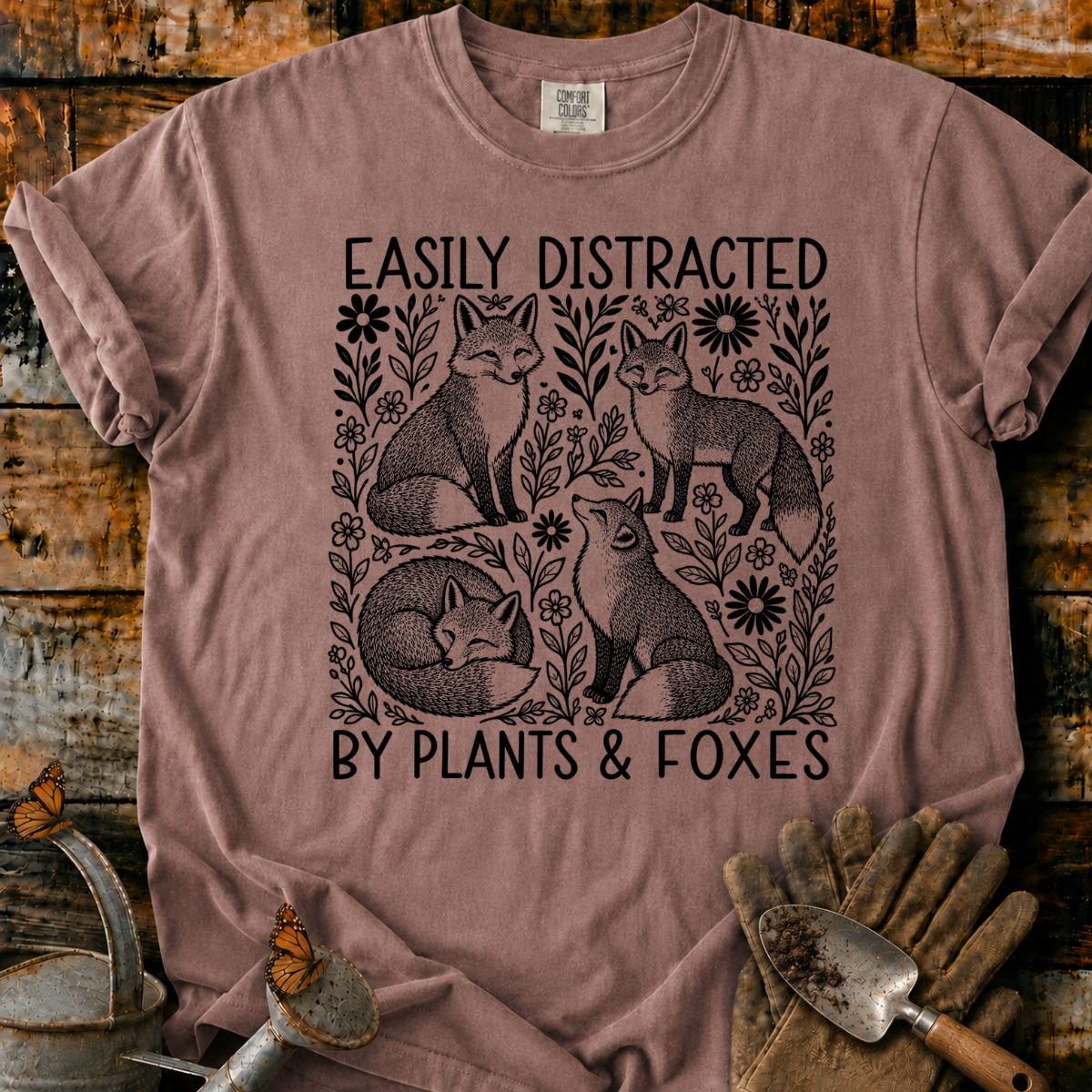Easily Distracted by Plants & Foxes T-Shirt