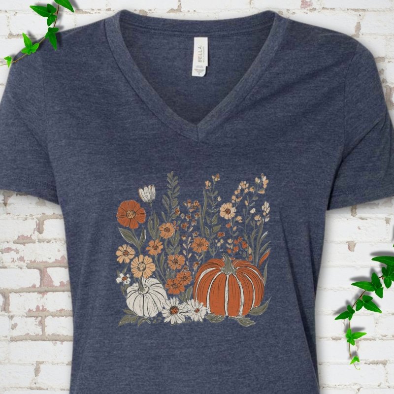 Boho Pumpkin V-Neck T-Shirt
