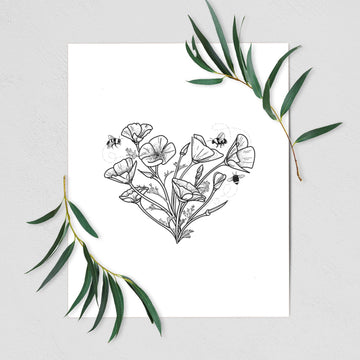 California Poppy Heart - Fine Art Print