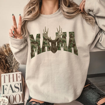 Camo Deer Mama Crew Sweatshirt