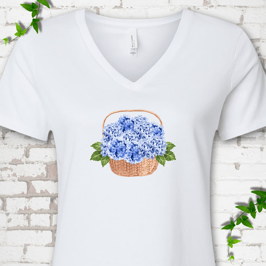 Hydrangea Basket V-Neck T-Shirt