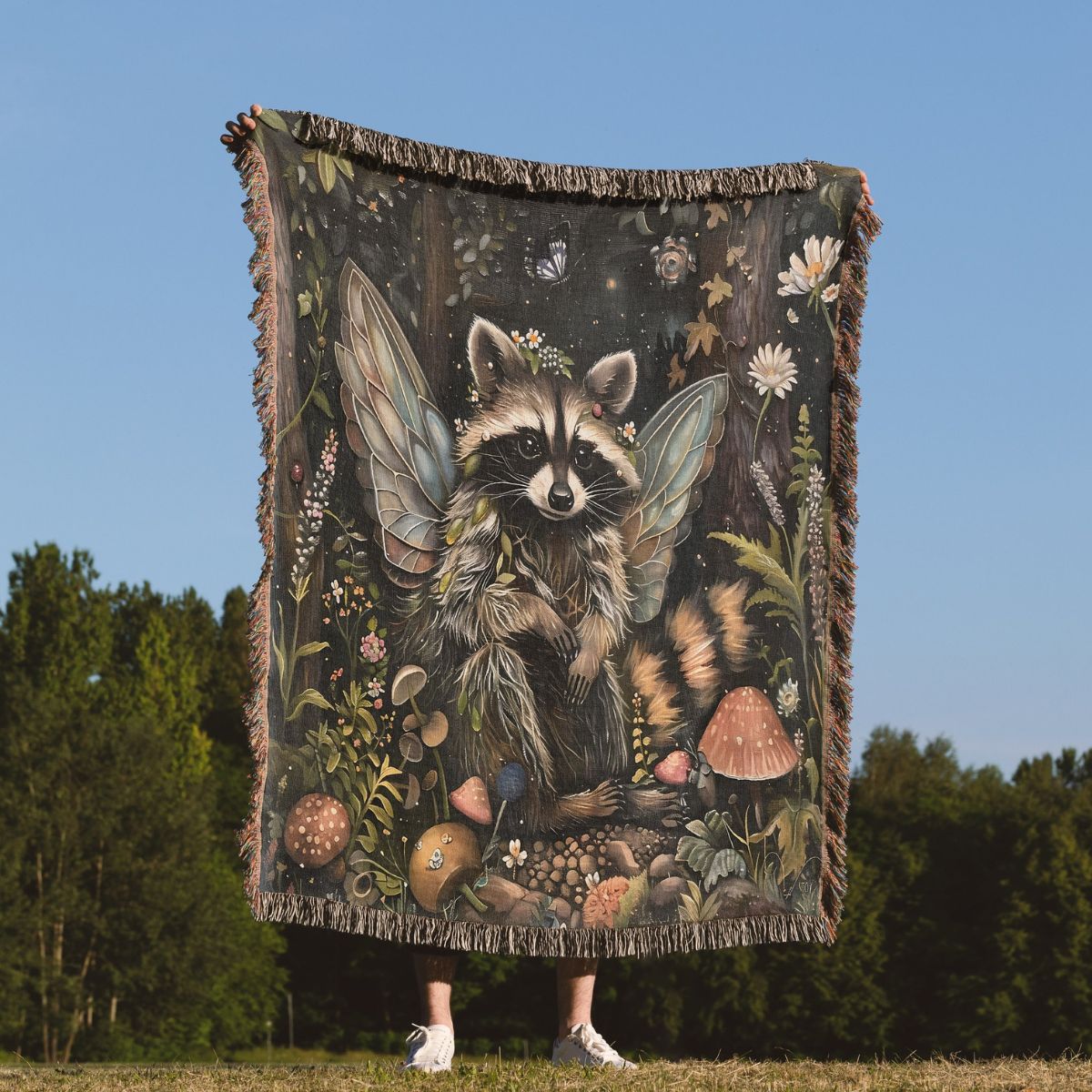 Fairy Raccoon Woven Blanket