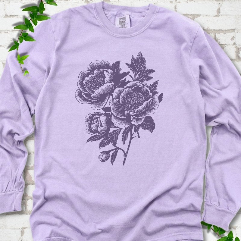 Vintage Peonies LS T-Shirt