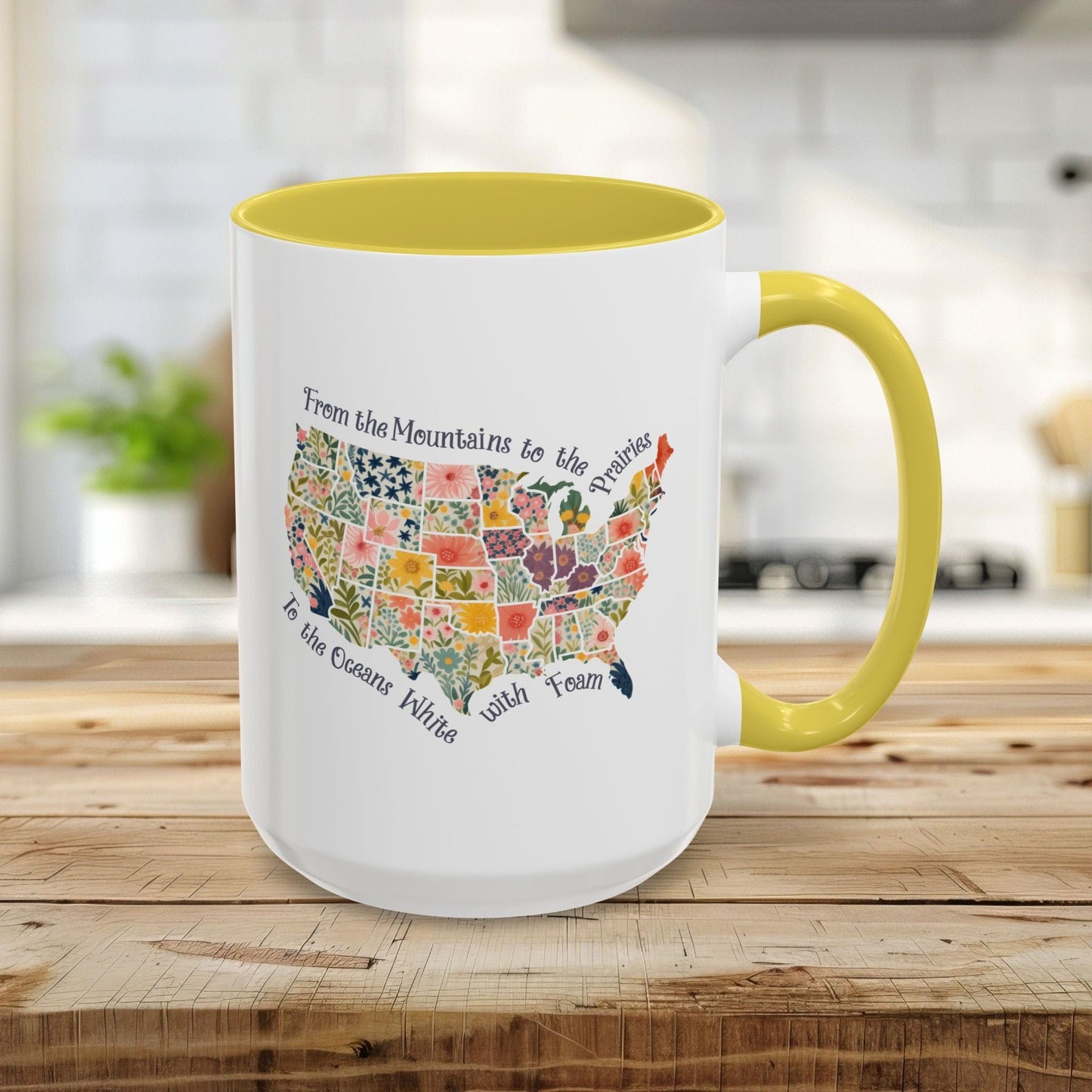 America the Beautiful Floral Map Mug (11/15oz)