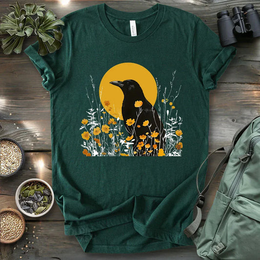 American Crow With Poppies T-shirt