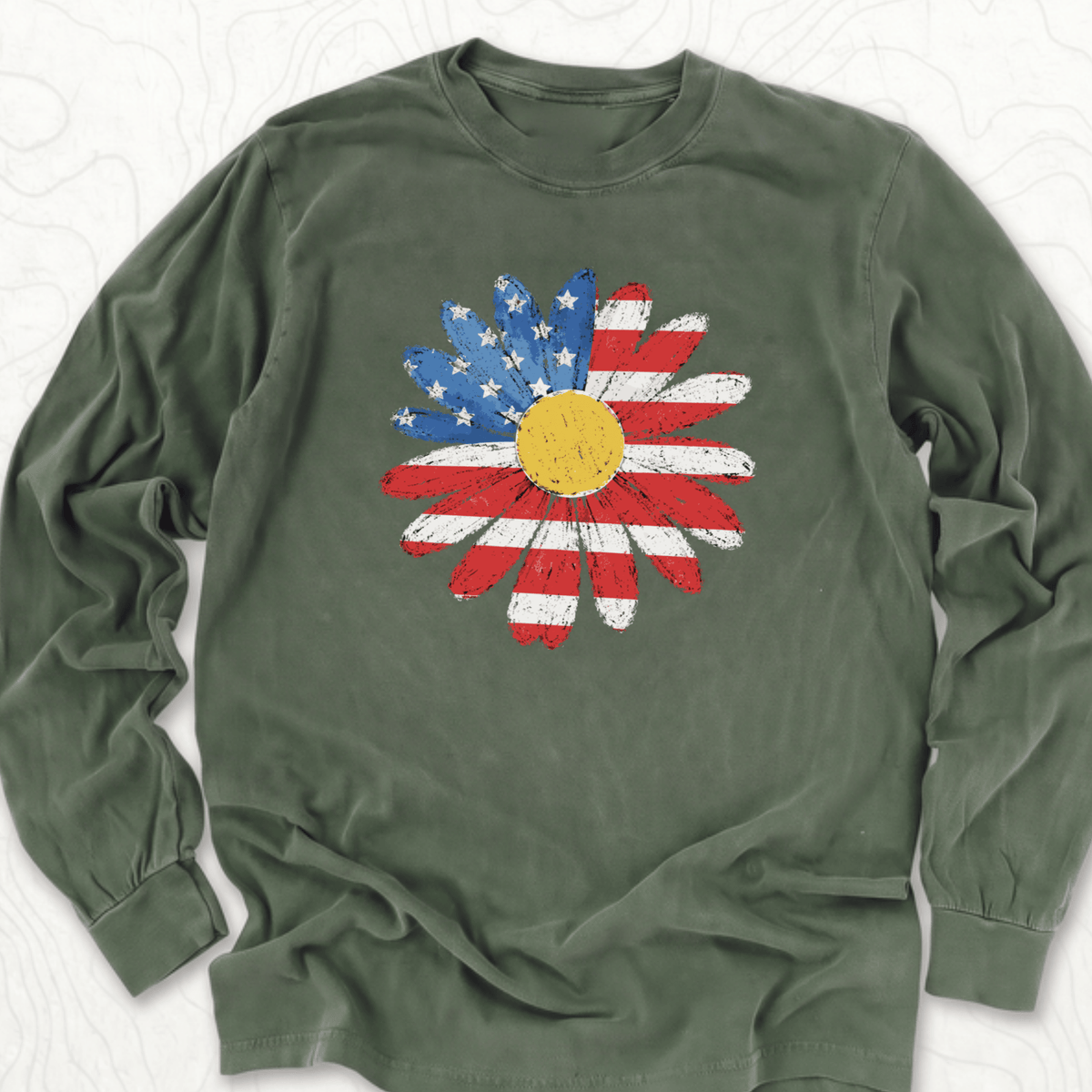 American Flag Daisy LS T-shirt
