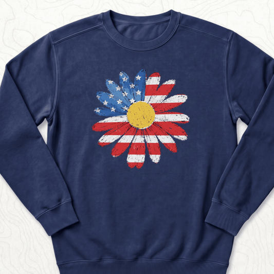 American Flag Daisy Sweatshirt