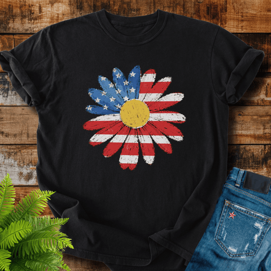 American Flag Daisy T-shirt