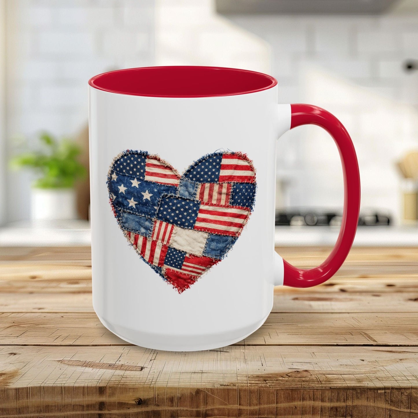 American Flag Patchwork Heart Mug (11/15oz)