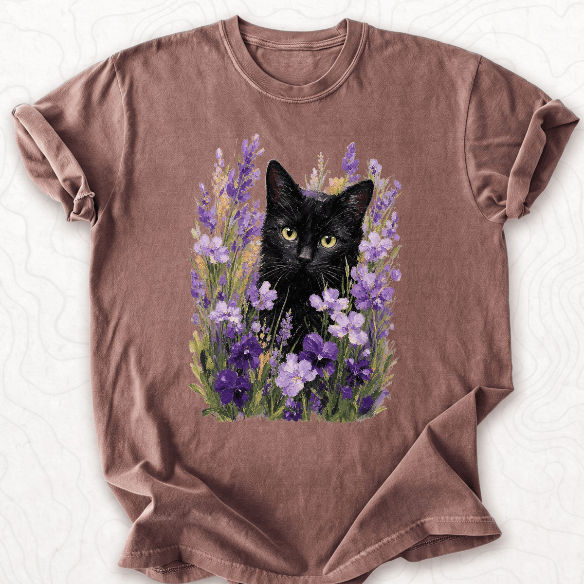 Floral Black Cat T-shirt