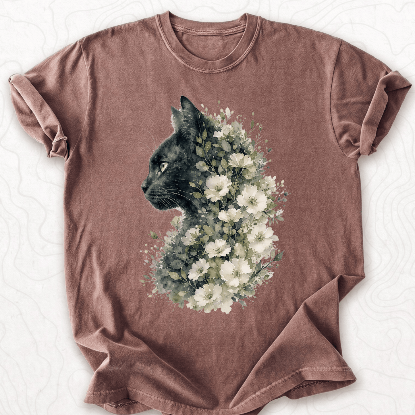 Floral Black Cat T-shirt