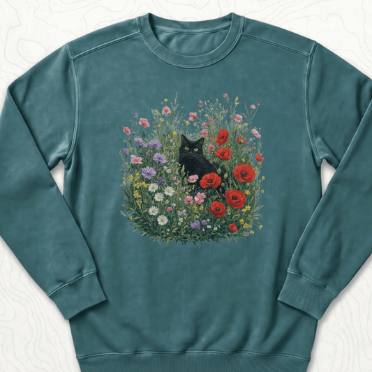 Black Cat Flowers Sweatshirt