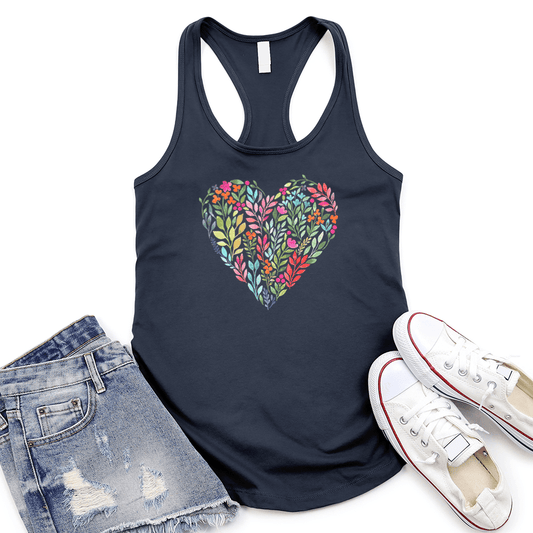 Bright Flower Heart Women's Racerback Tank Top