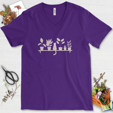 Cat Among Houseplants V-Neck