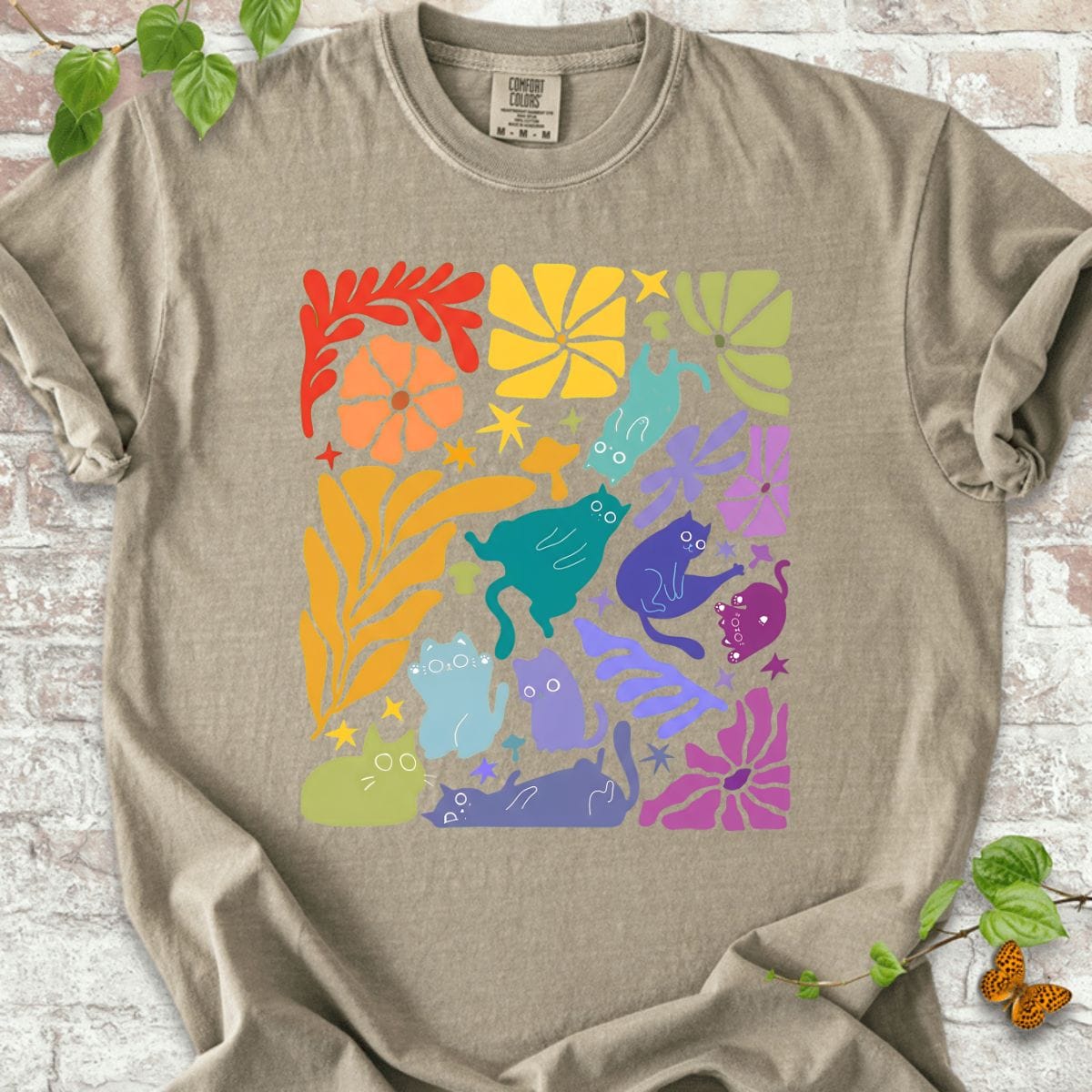 Cat and Wildflowers T-Shirt