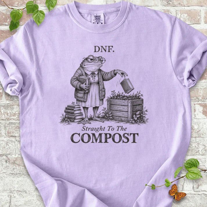 Dnf Frog Books Straight To Compost T-Shirt in Orchid – PlotlyGarden