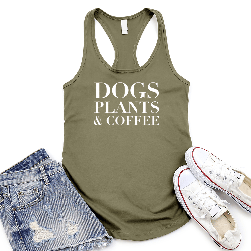 Dogs Plants And Coffee Women's Racerback Tank Top