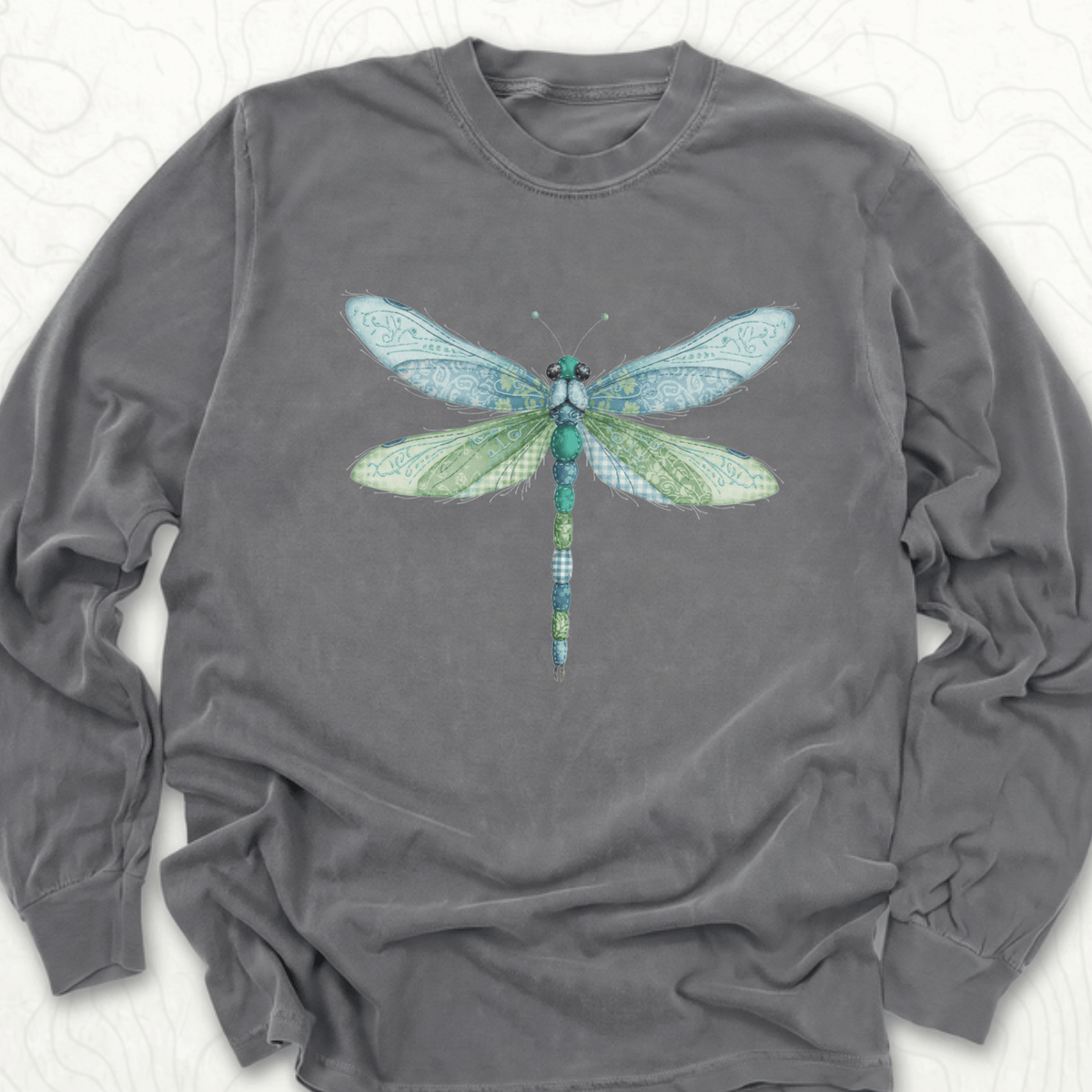 Faux Patchwork Dragonfly LS T-shirt