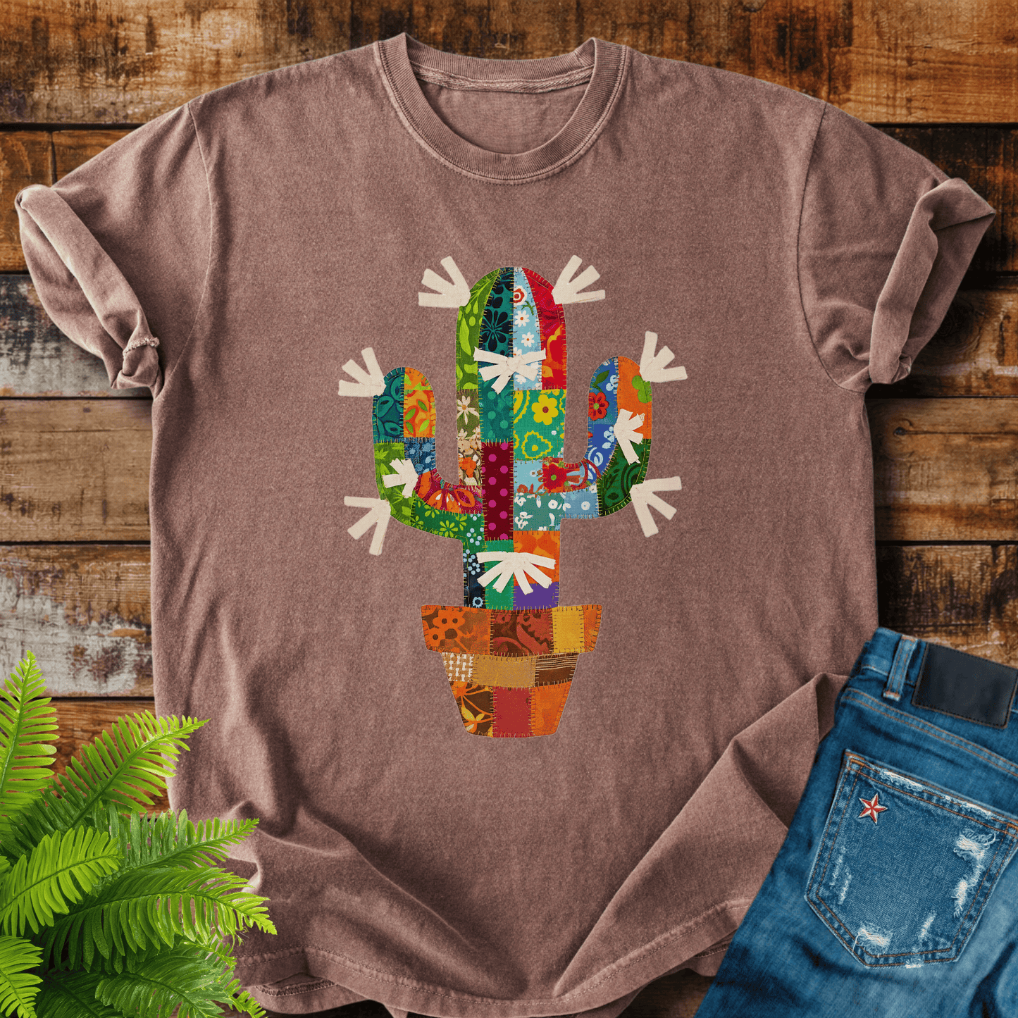 Faux Patchwork Cactus T-shirt