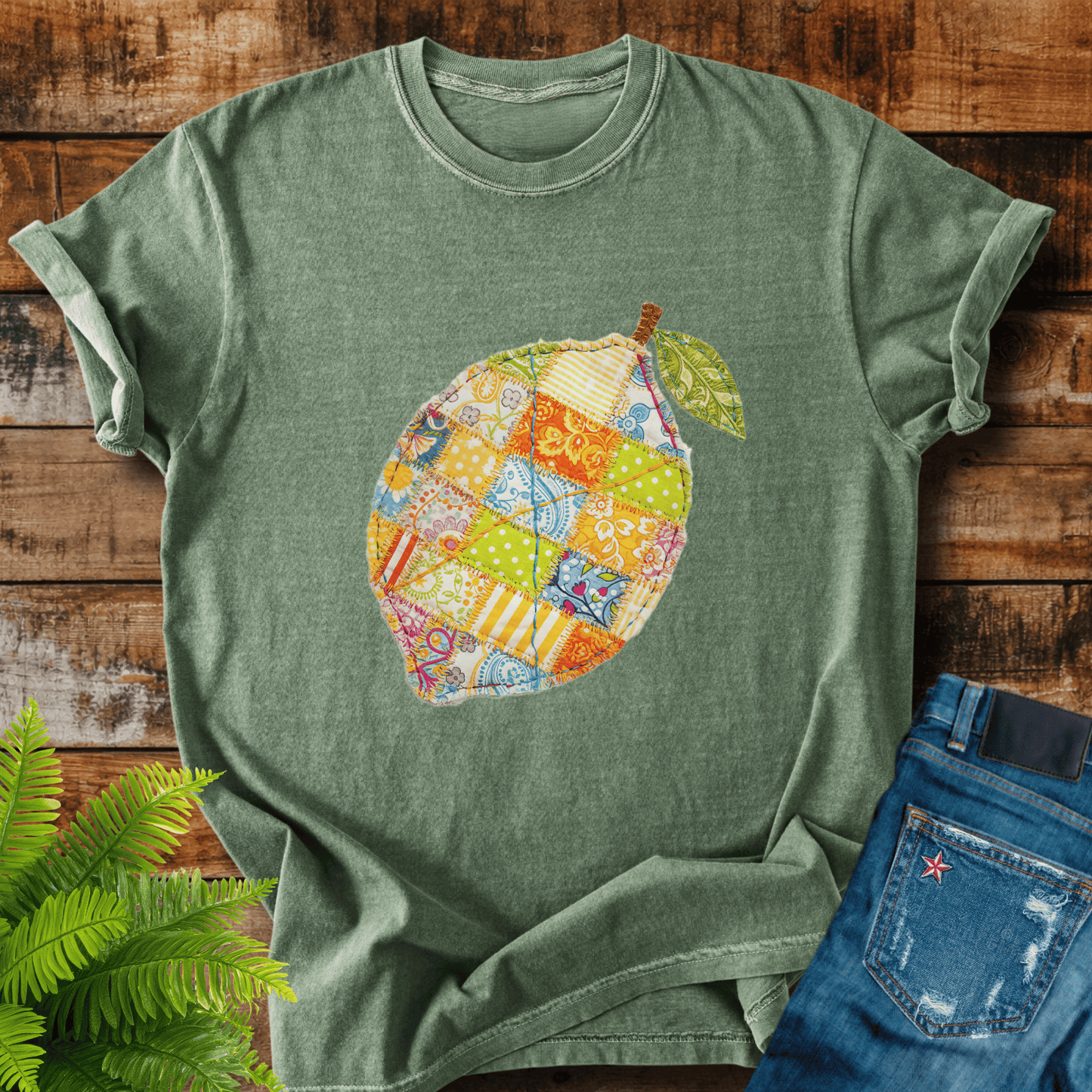 Faux Patchwork Lemon T-shirt