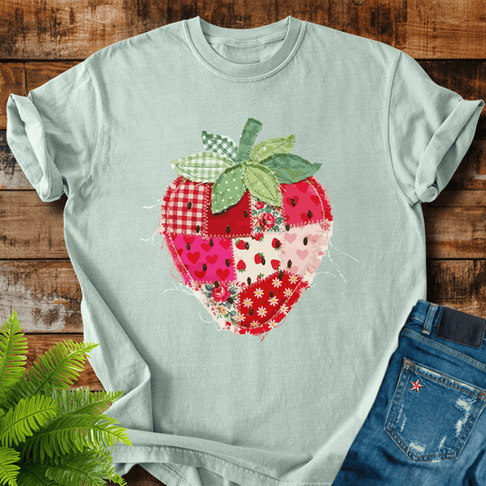 Faux Patchwork Strawberry T-shirt