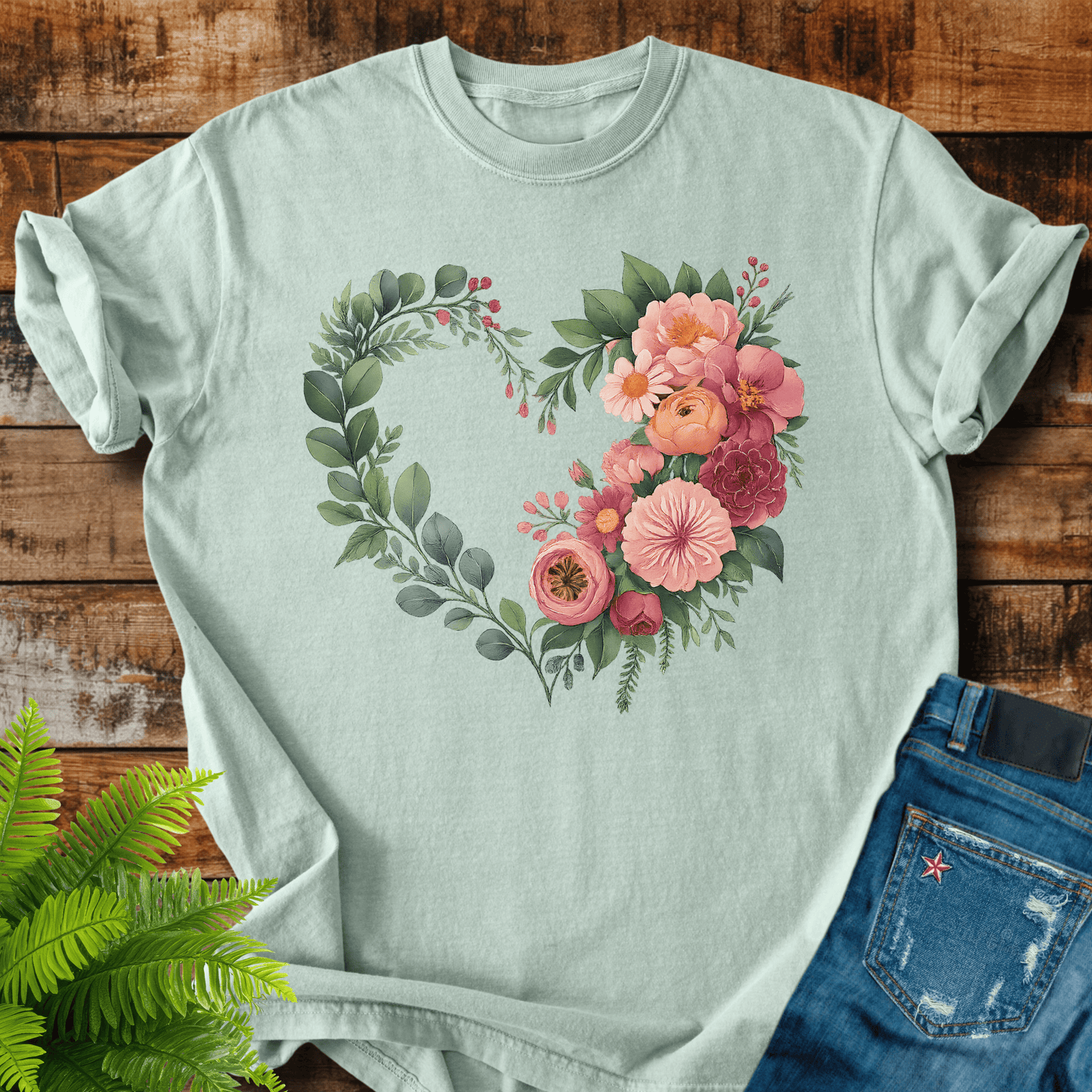 Floral Heart Wreath T-shirt