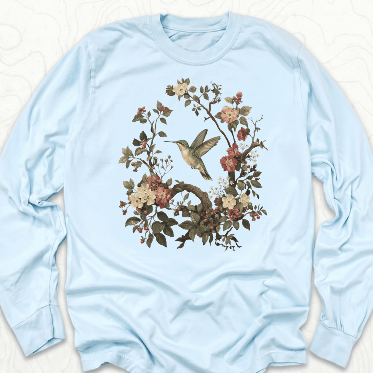 Floral Hummingbird LS T-shirt