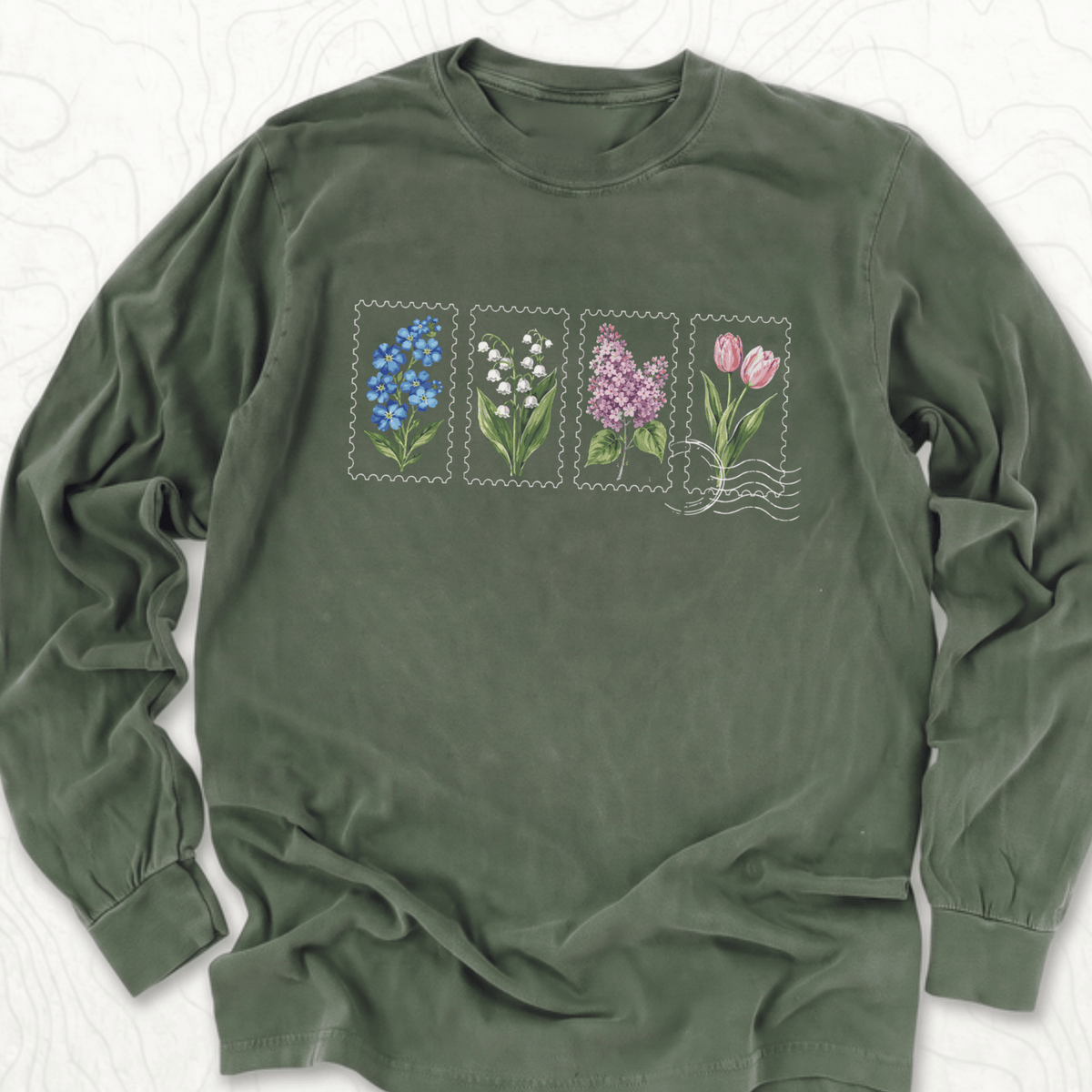 Floral Postage Stamps LS T-shirt