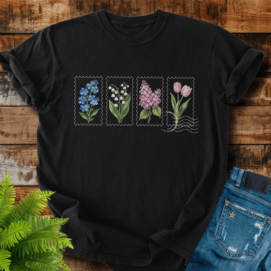 Floral Postage Stamps T-shirt
