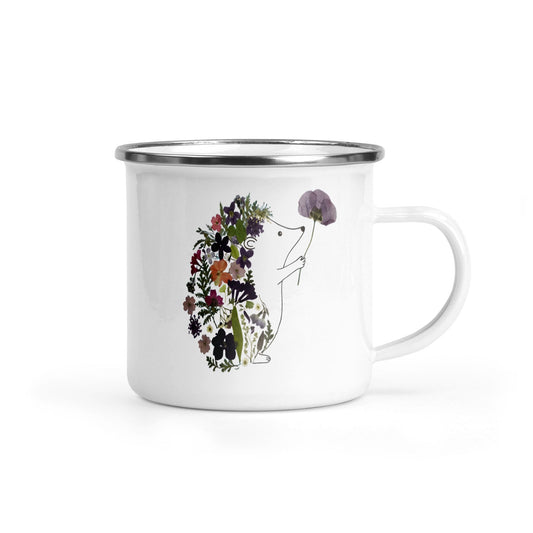 Hedgehog and Flowers Camping Mug