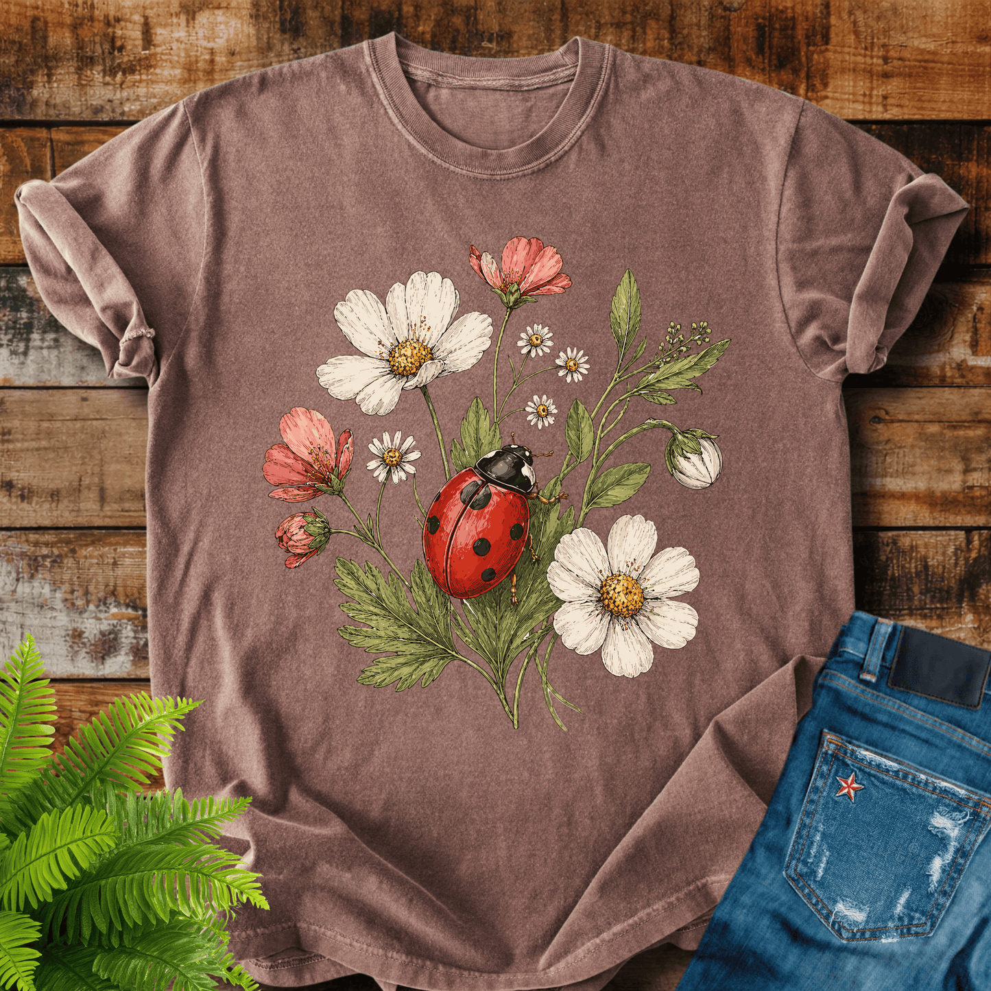 Ladybug Flowers T-shirt